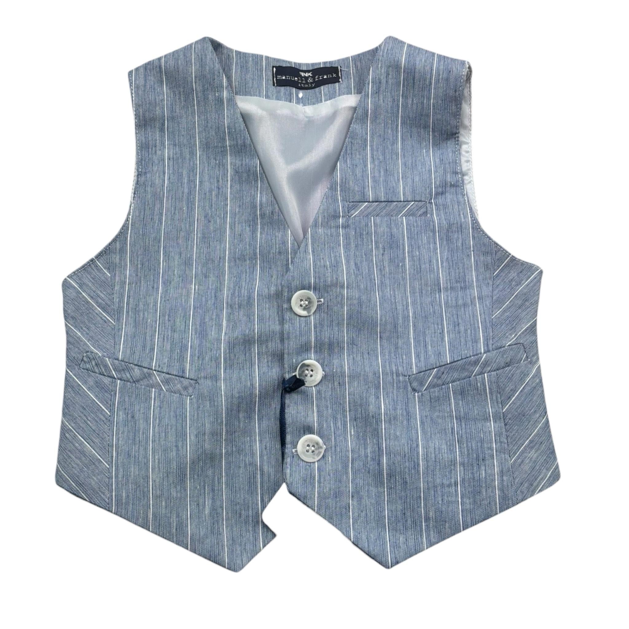 Manuel & Frank Gilet Tinta Unita con Fantasia per Bambino MF5193B AZZURRO MANUEL & FRANK 
