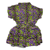 4Giveness Completo 2 Pezzi Camicia-Gonna Stampa Fantasia Maculata Viola Per Bambina