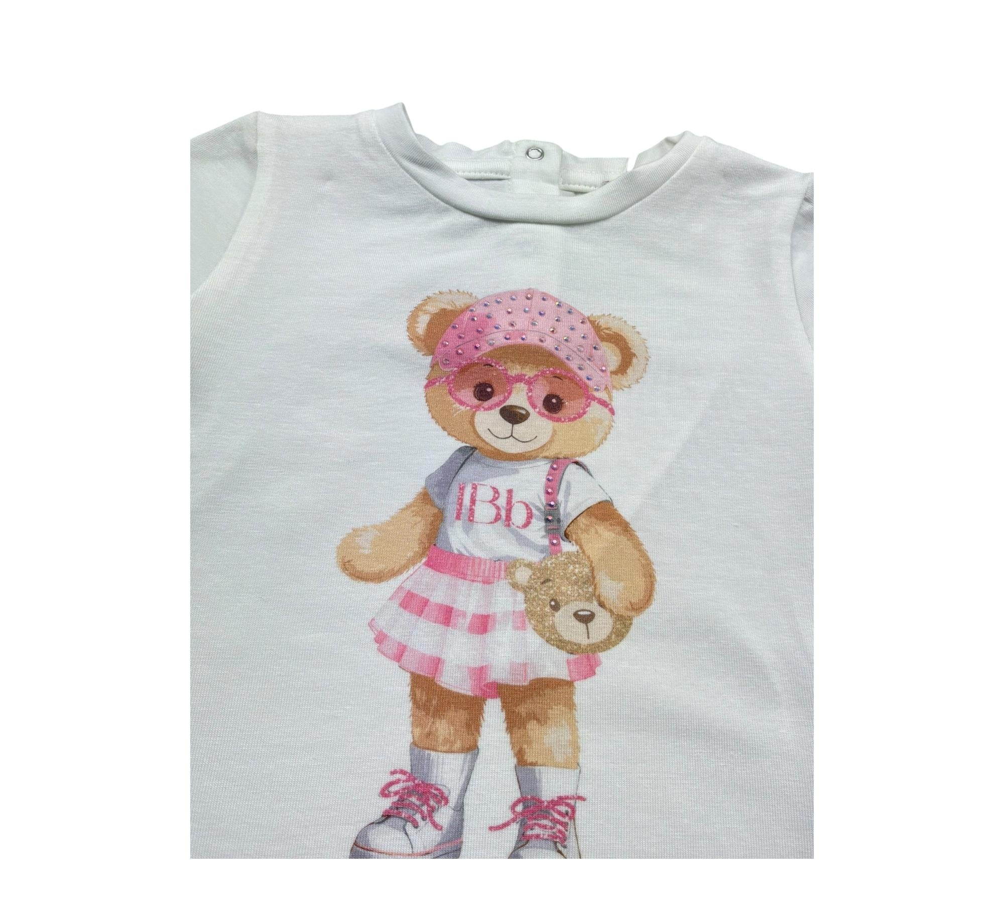 Le Bebe T-Shirt Girocollo Tinta Unita con Stampa per Neonata LBG6440 BIANCO LE BEBE 