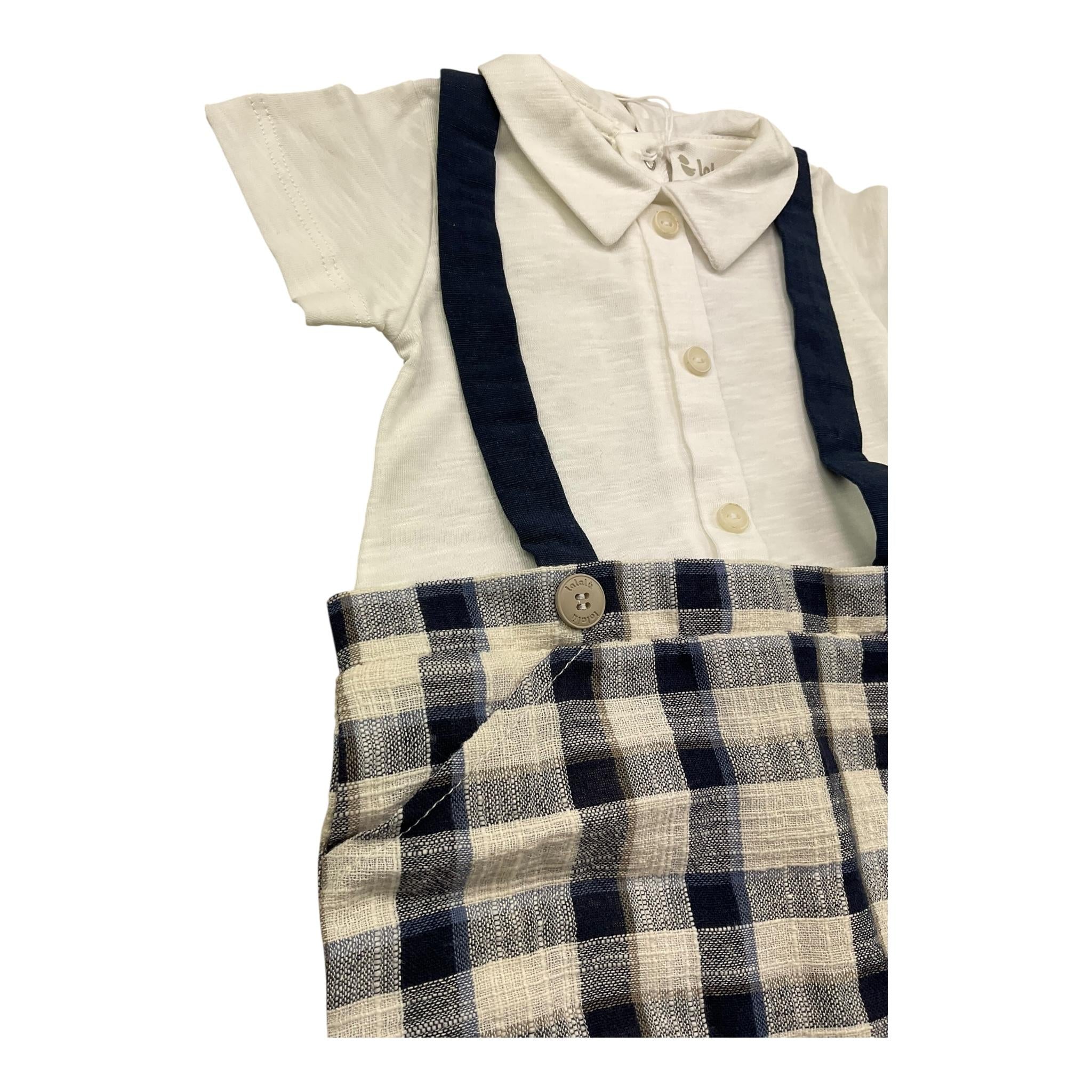 Lalalu' Pagliaccetto Mezza Manica Bicolore per Neonato PAL006P BIANCO/BLU LALALU' 