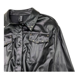 NAICE camicia manica lunga in ecopelle tinta unita Nero per Bambina 23982 NERO NAICE 