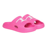 Diesel Ciabatta Tinta Unita In Gomma Con Logo Rosa Fluo Per Bambina