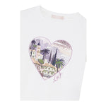 Liu Jo T-Shirt Girocollo Tinta Unita con Stampa E Brillantini per Bambina KA5093X BIANCO LIU JO 