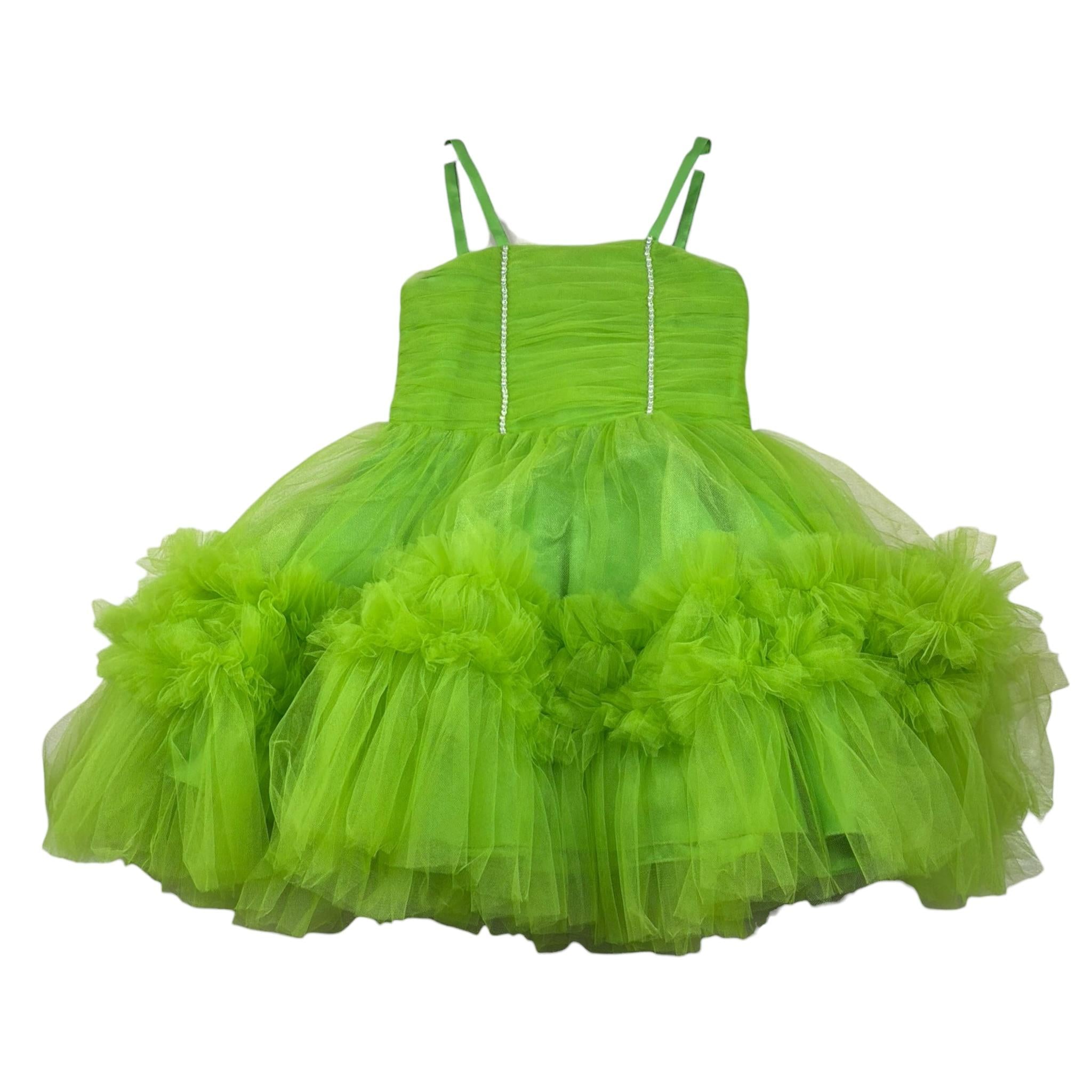 Notaro Of Kids Abito Tinta Unita con Bretelline per Bambina K23419 VERDE NOTARO OF KIDS 