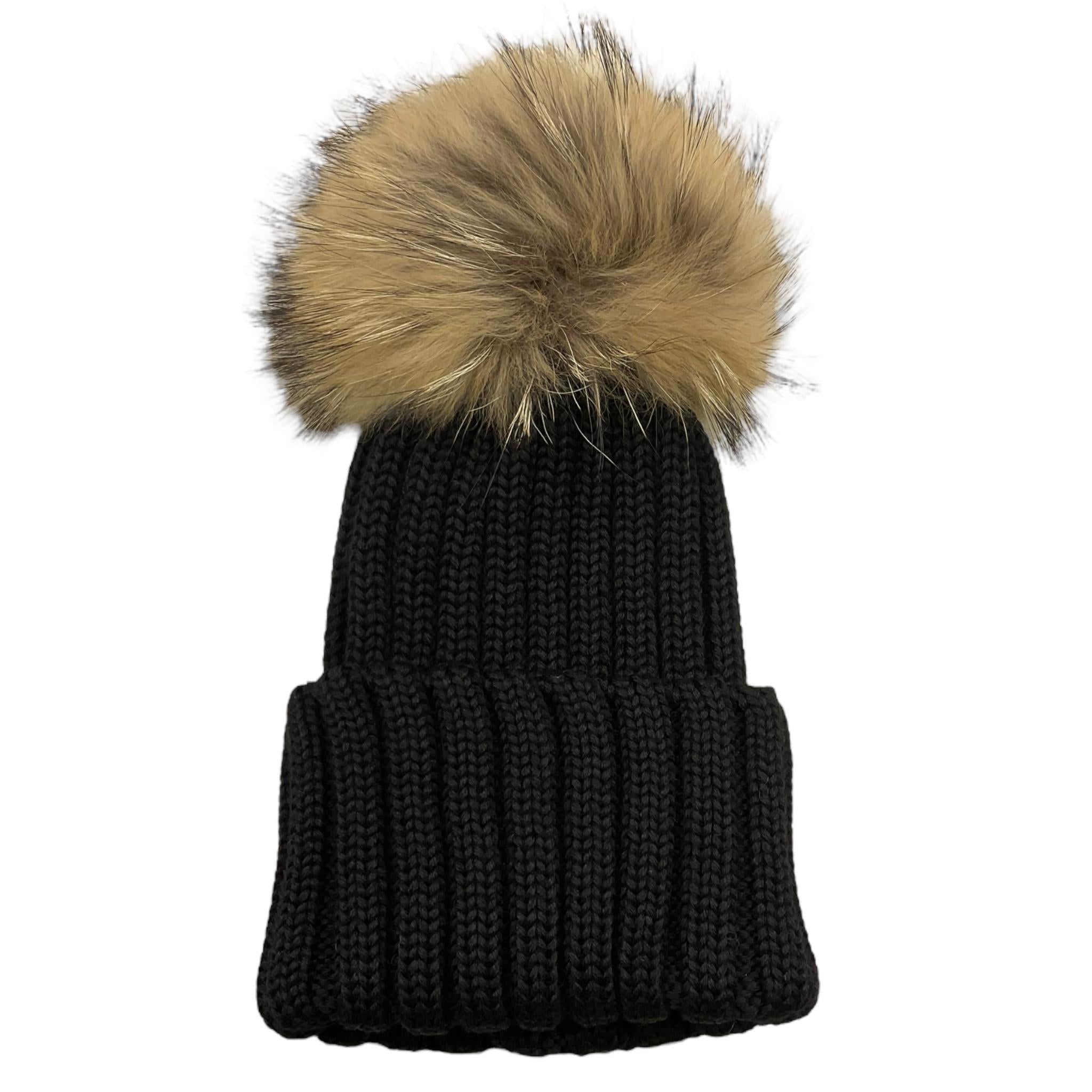 REGINA   cappello tinta unita con pon pon Nero per Bambina 30599 NERO REGINA 