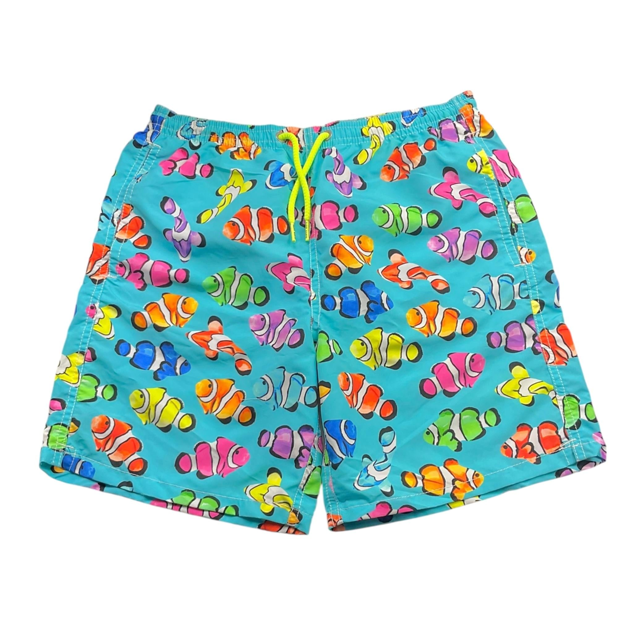 Saint Barth Costume Modello Boxer Tinta Unita con Fantasia Pesci per Bambino JEA0001 AZZURRO SAINT BARTH 