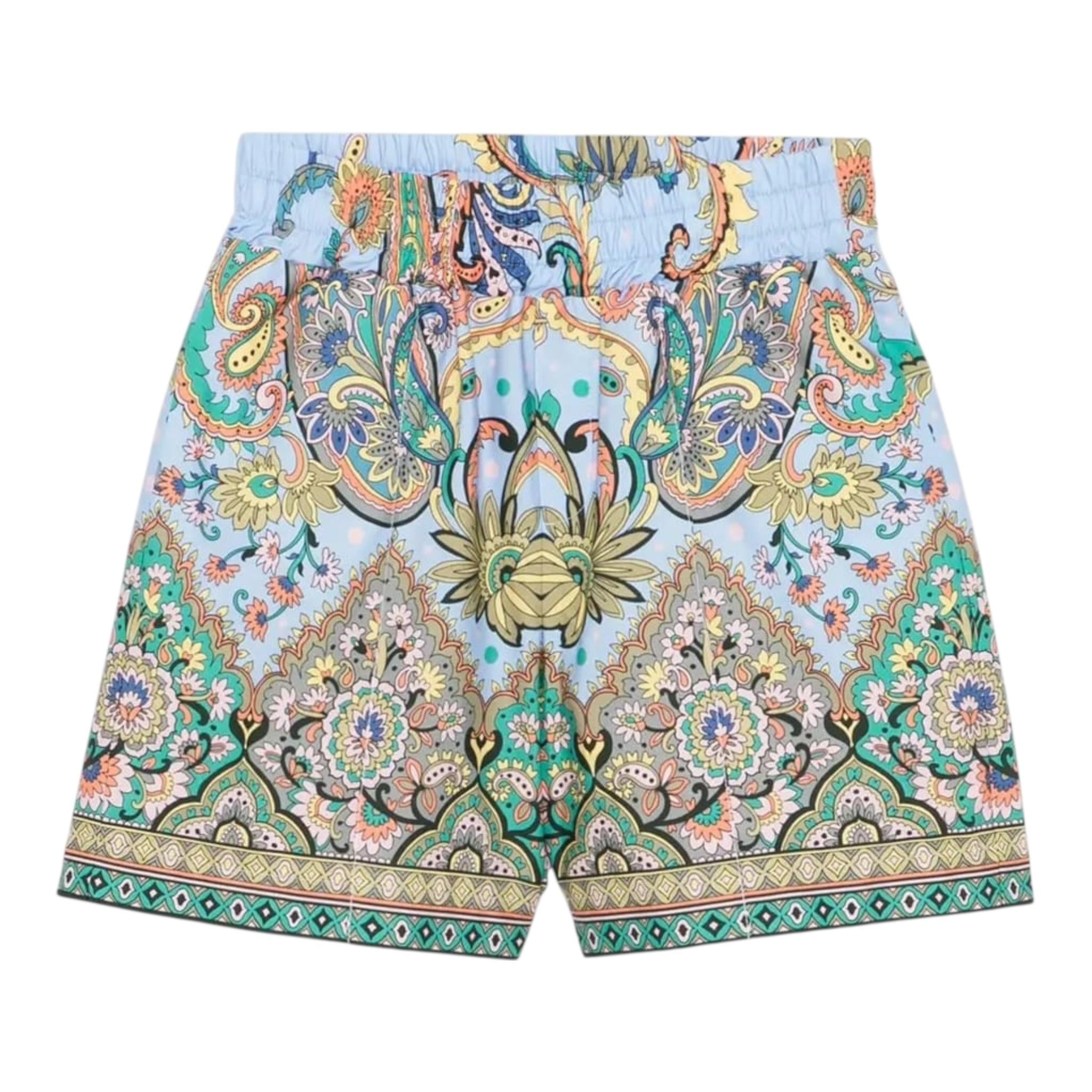Etro Short Tinta Unita con Stampa per Bambina GW6Q79 AZZURRO ETRO 