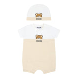 Moschino Set Pagliaccetto-Cappello Bicolore per Neonata MUY07E BIANCO/BEIGE MOSCHINO 