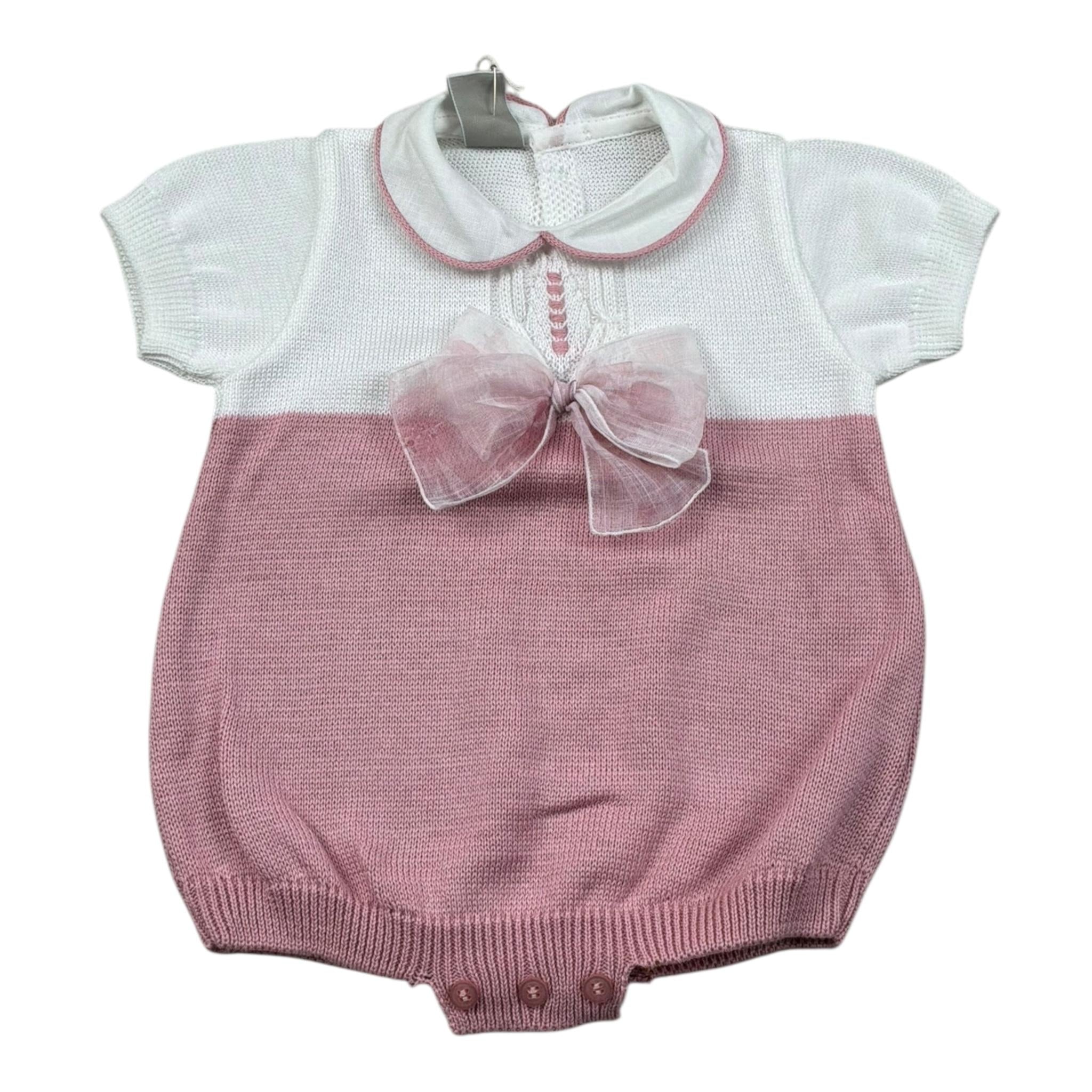 Marlu' Pagliaccetto Bicolore Mezza Manica per Neonata EB2323 BIANCO/ROSA MARLU' 