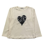 M+E' shirt girocollo tinta unita con cuore paillettato Panna per Bambina UE1549 PANNA M+E' 