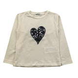 M+E' shirt girocollo tinta unita con cuore paillettato Panna per Bambina UE1549 PANNA M+E' 