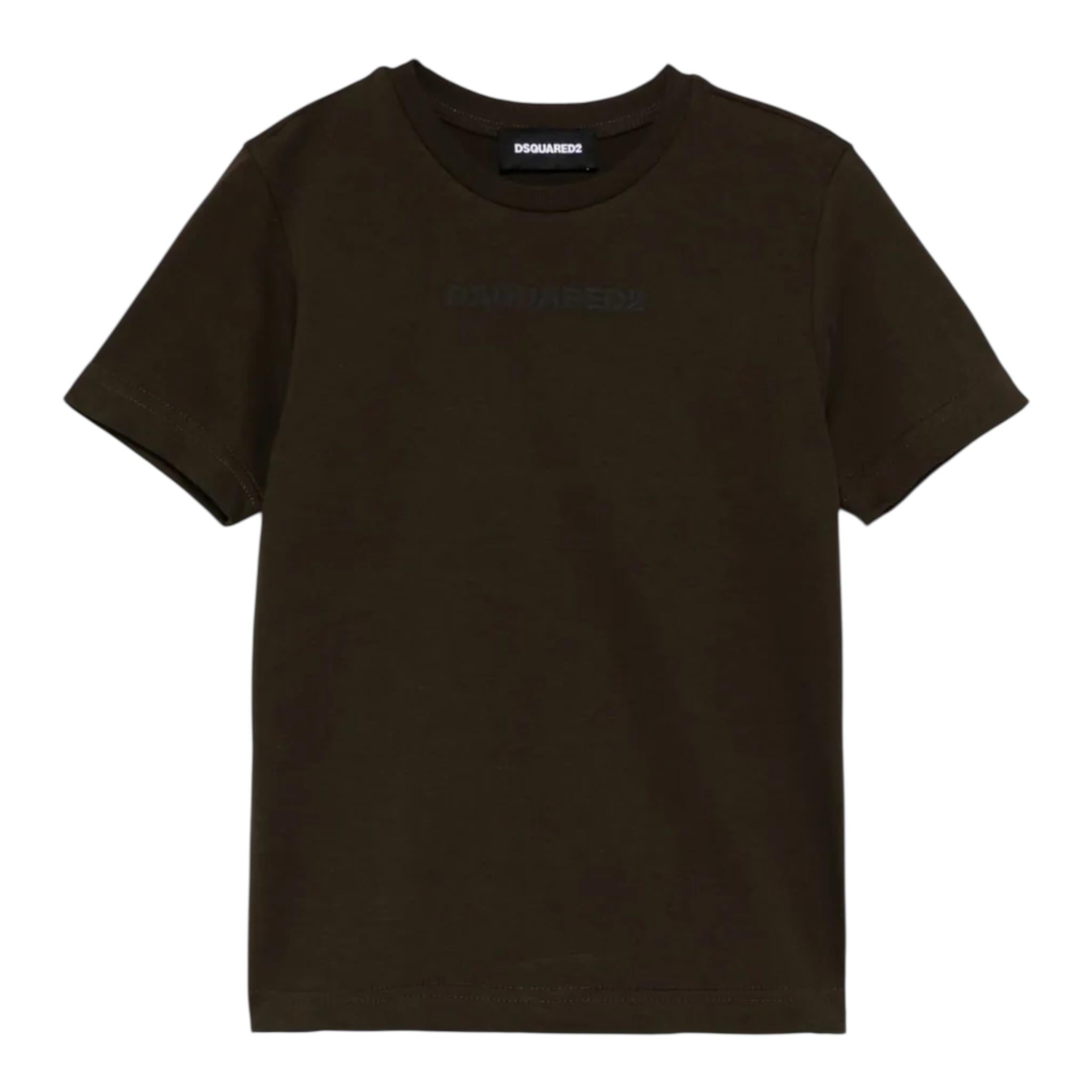 Dsquared2 T-Shirt Girocollo Tinta Unita con Stampa per Bambino DQ2478 VERDE DSQUARED2 