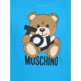 Moschino Felpa Chiusa Girocollo tinta unita con Stampa Orso Azzurro per Bambino HUF08V AZZURRO MOSCHINO 