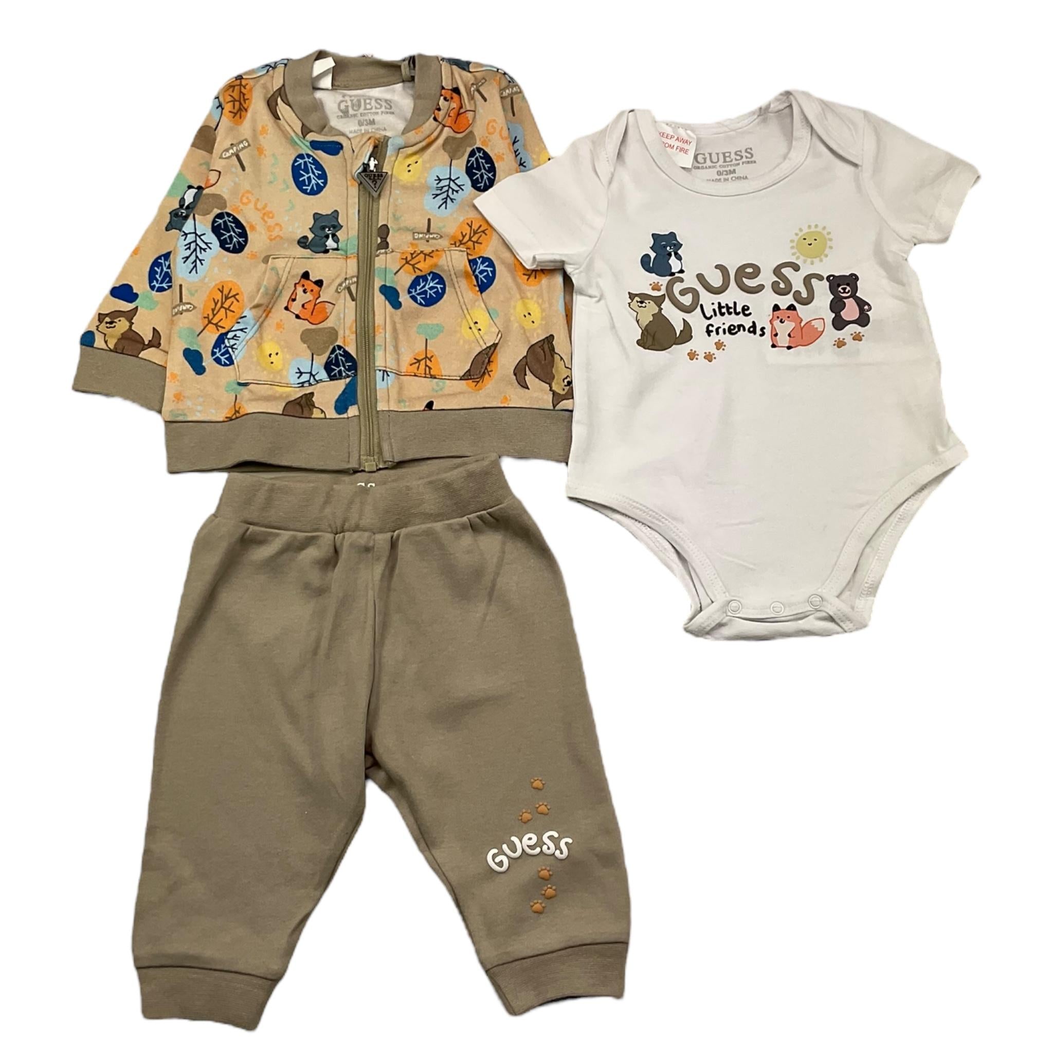 GUESS completo 2 pezzi felpa-pantalone-body Beige per Neonato P4YG10KA6W4 BEIGE GUESS 