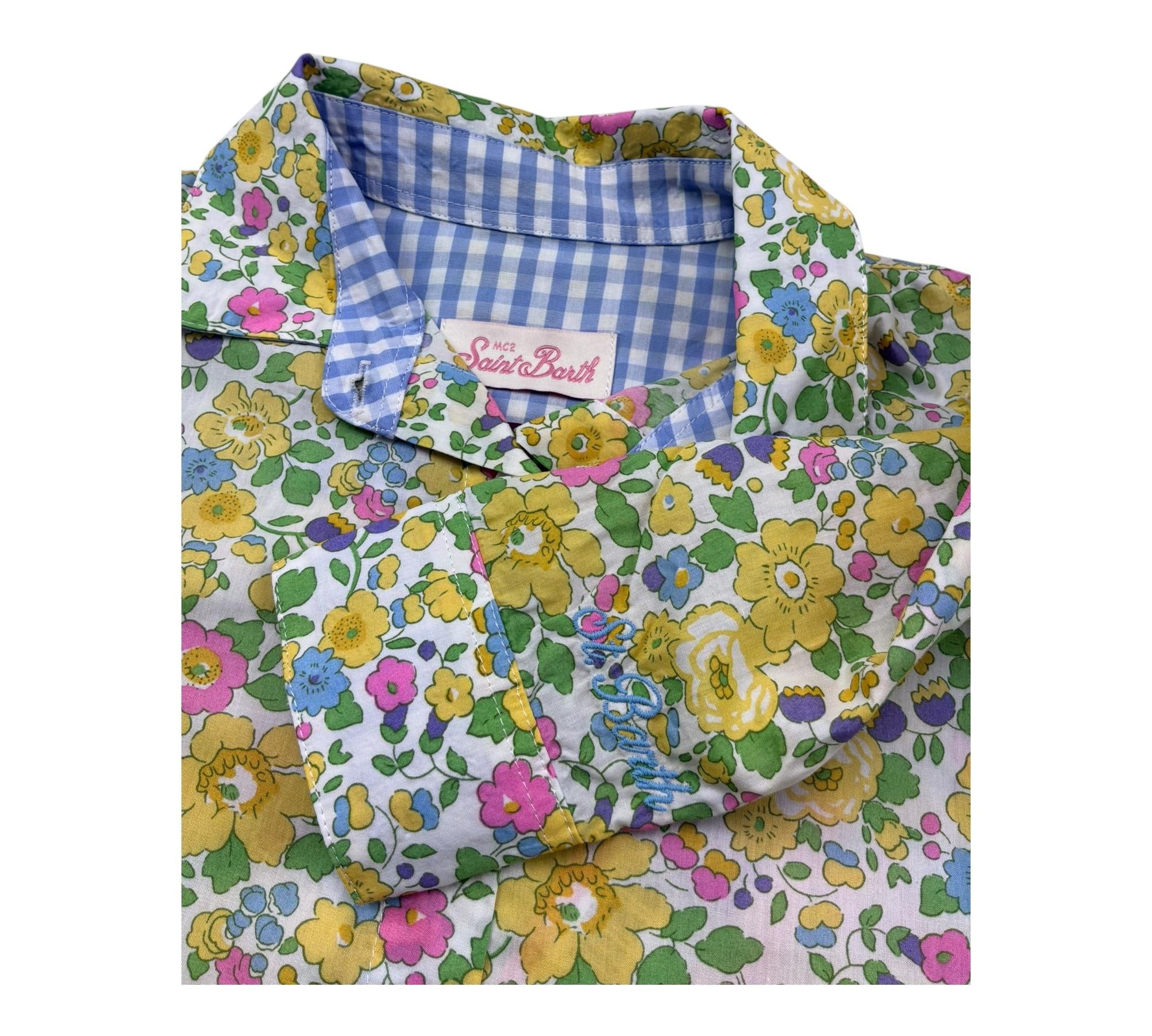 Saint Barth Camicia Manica Lunga Fantasia Floreale per Bambina BRIG00300922 BIANCO SAINT BARTH 