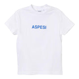 Aspesi T-Shirt Girocollo Tinta Unita Con Stampa Bianco Per Bambino