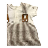 Le Coconne Pagliaccetto Bicolore Fantasia A Righe Bianco/Beige Per Neonato