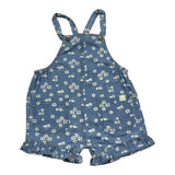 Losan Salopette Tinta Unita In Denim con Stampa Floreale Blu per Neonata