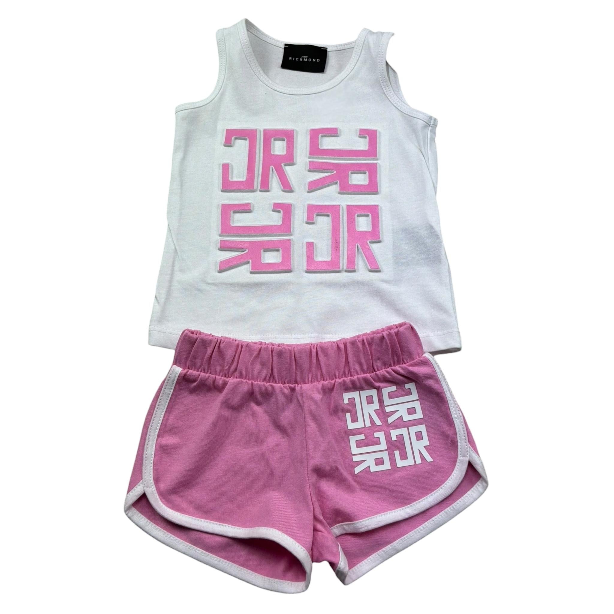John Richmond Completo 2 Pezzi Canotta-Short Bicolore per Neonata RIP26028CJ BIANCO/ROSA JOHN RICHMOND 