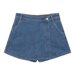 GUESS short in denim tinta unita con logo Blu per Bambina J4YD18D45E0 BLU GUESS 