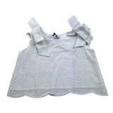 Piccola Ludo Top Tinta Unita Fantasia Traforata Pizzo San Gallo Bianco Per Bambina