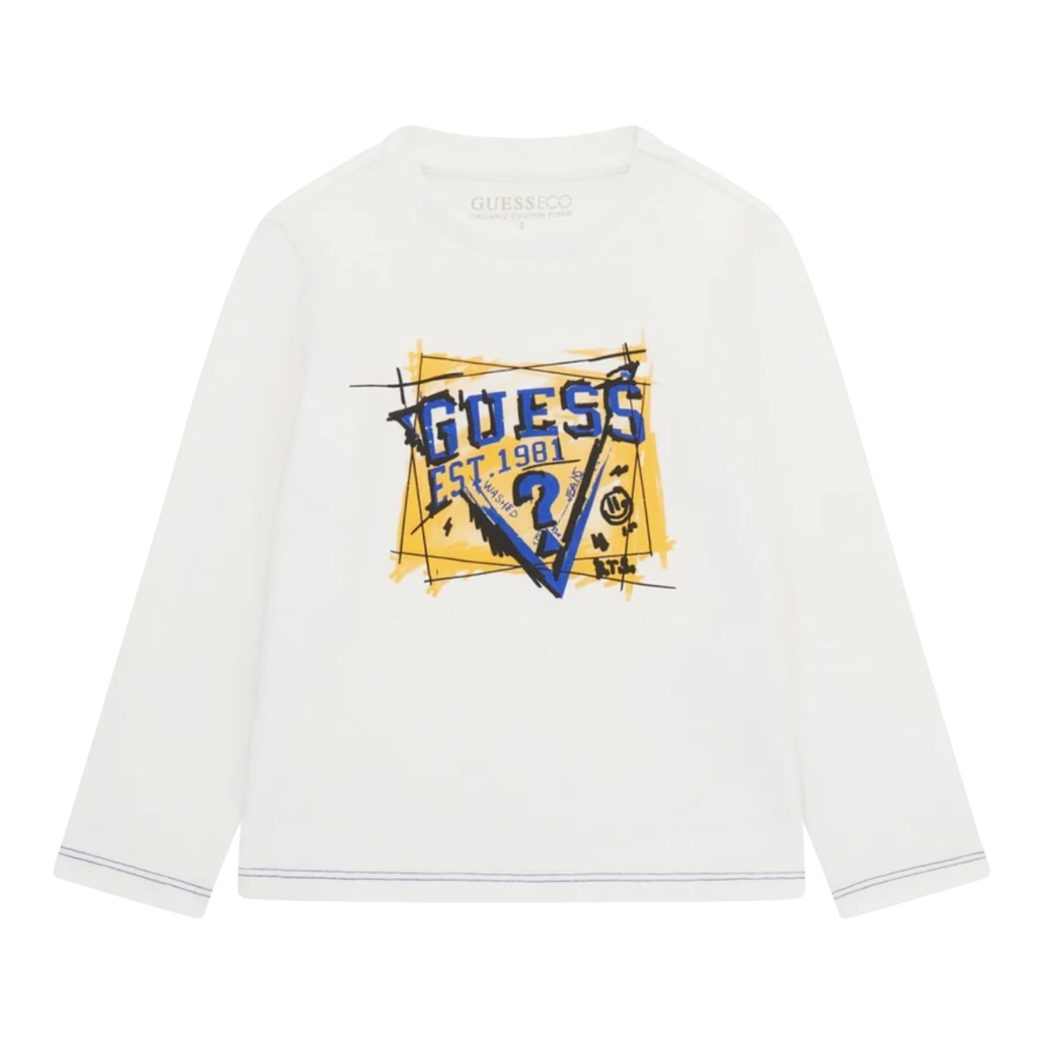 GUESS shirt girocollo tinta unita con stampa Bianco per Neonato N4YI01K8HM4NXXXX BIANCO GUESS 