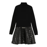 MISS BLUMARINE abito tinta unita con logo Nero per Bambina IF4048E0392 NERO MISS BLUMARINE 