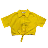 M+E' Camicia Mezza Manica Tinta Unita con Traforo Posteriore Giallo per Bambina