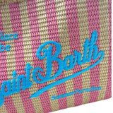 Saint Barth Borsa di Paglia Tinta Unita con Fantasia A Righe per Bambina 00407L BEIGE SAINT BARTH 