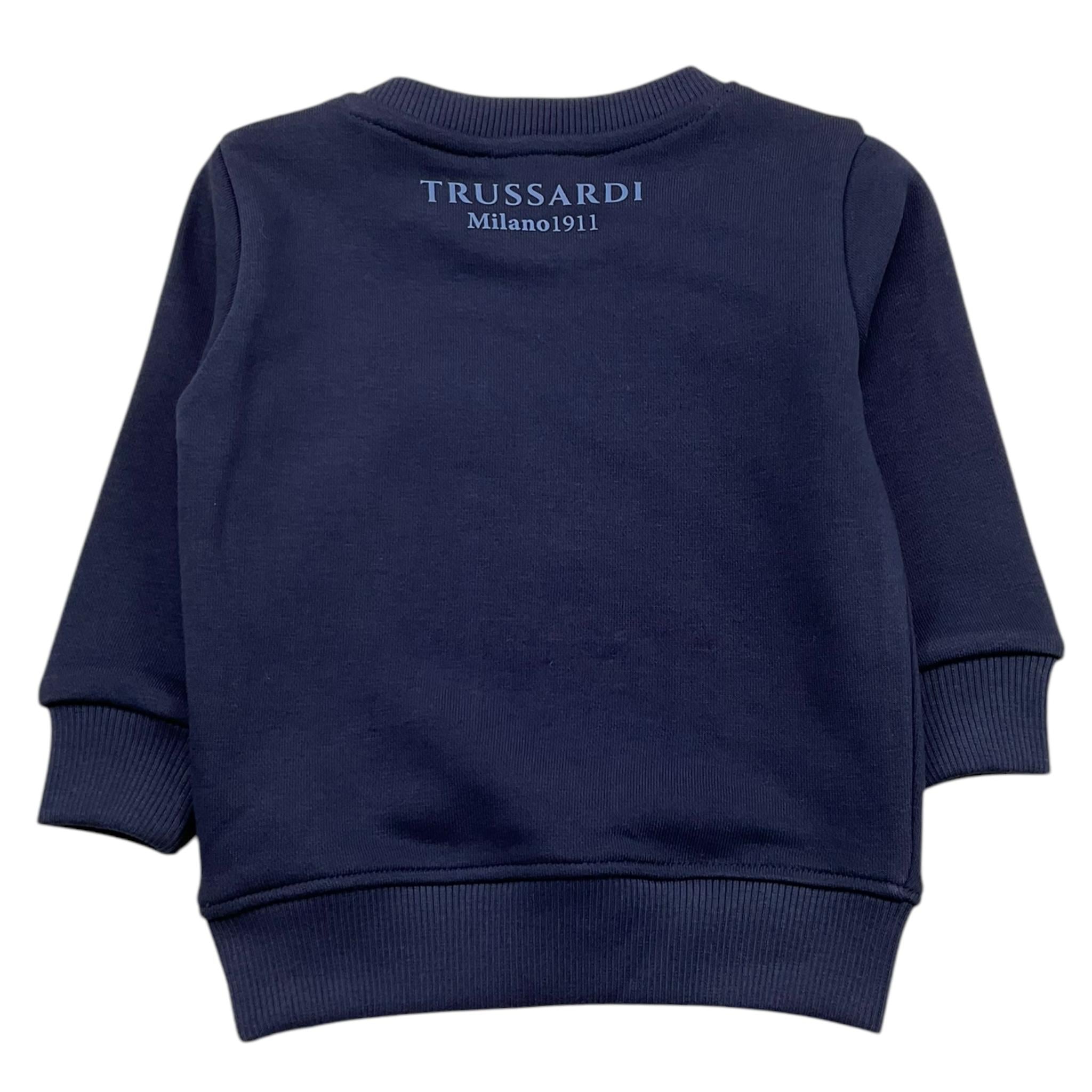 TRUSSARDI felpa chiusa girocollo tinta unita con stampa in contrasto Blu per Neonato TIA25117F BLU TRUSSARDI 