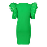 Twinset Abito Mezza Manica Tinta Unita Con Tulle Verde Per Bambina