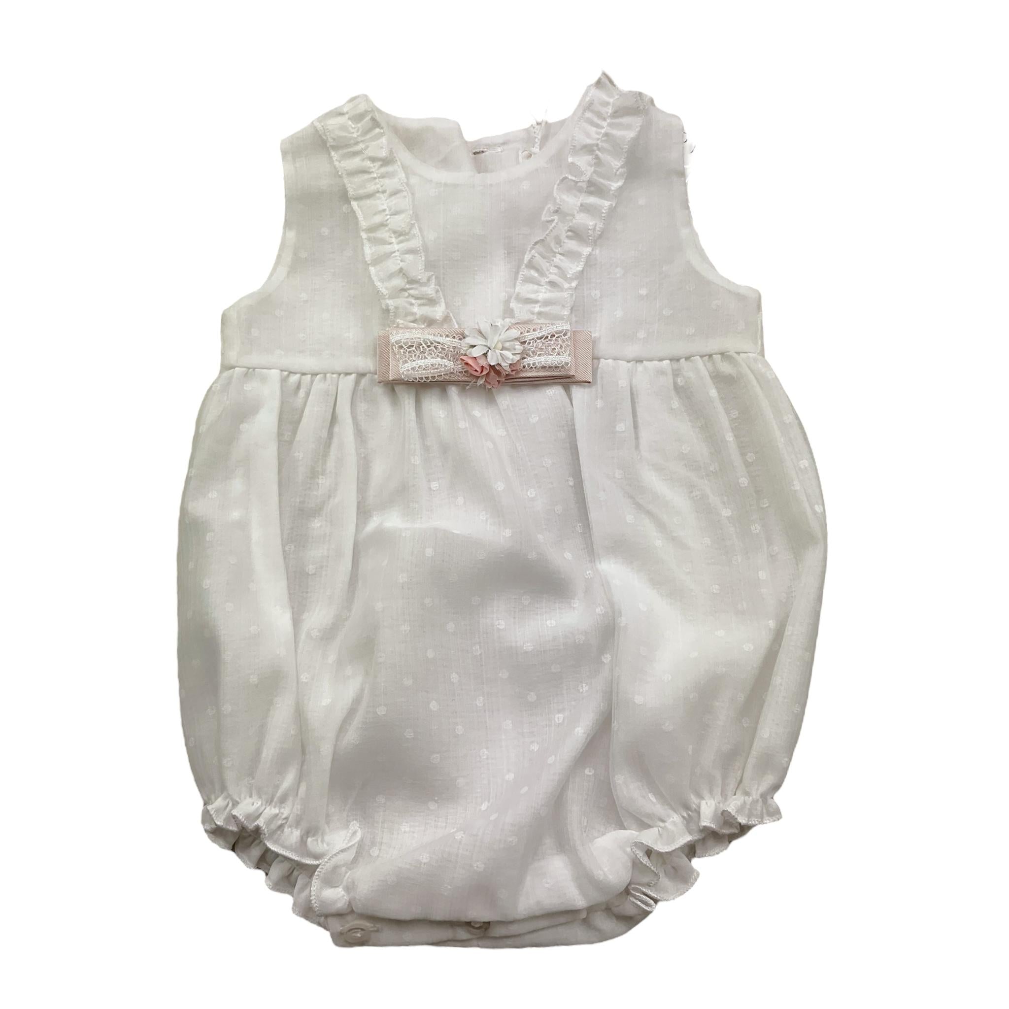 Ninnaoh Pagliaccetto Tinta Unita con Applicazione Giromanica per Neonata E25P13 BIANCO NINNAOH 