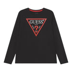 Guess Shirt Girocollo Tinta Unita con Logo per Bambino L84I29K8HM0 NERO GUESS 