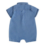 Moschino Pagliaccetto Mezza Manica Tinta Unita In Denim per Neonato MUT045 BLU MOSCHINO 