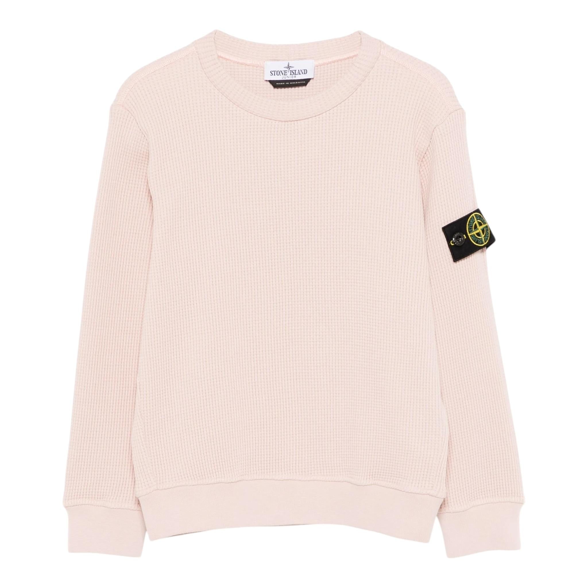 Stone Island Maglia Girocollo Tinta Unita con Logo per Bambino K1S166100006 ROSA STONE ISLAND 