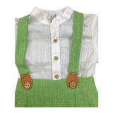 Yoedu Completo Bicolore Camicia-Salopette Bianco/Verde per Neonato