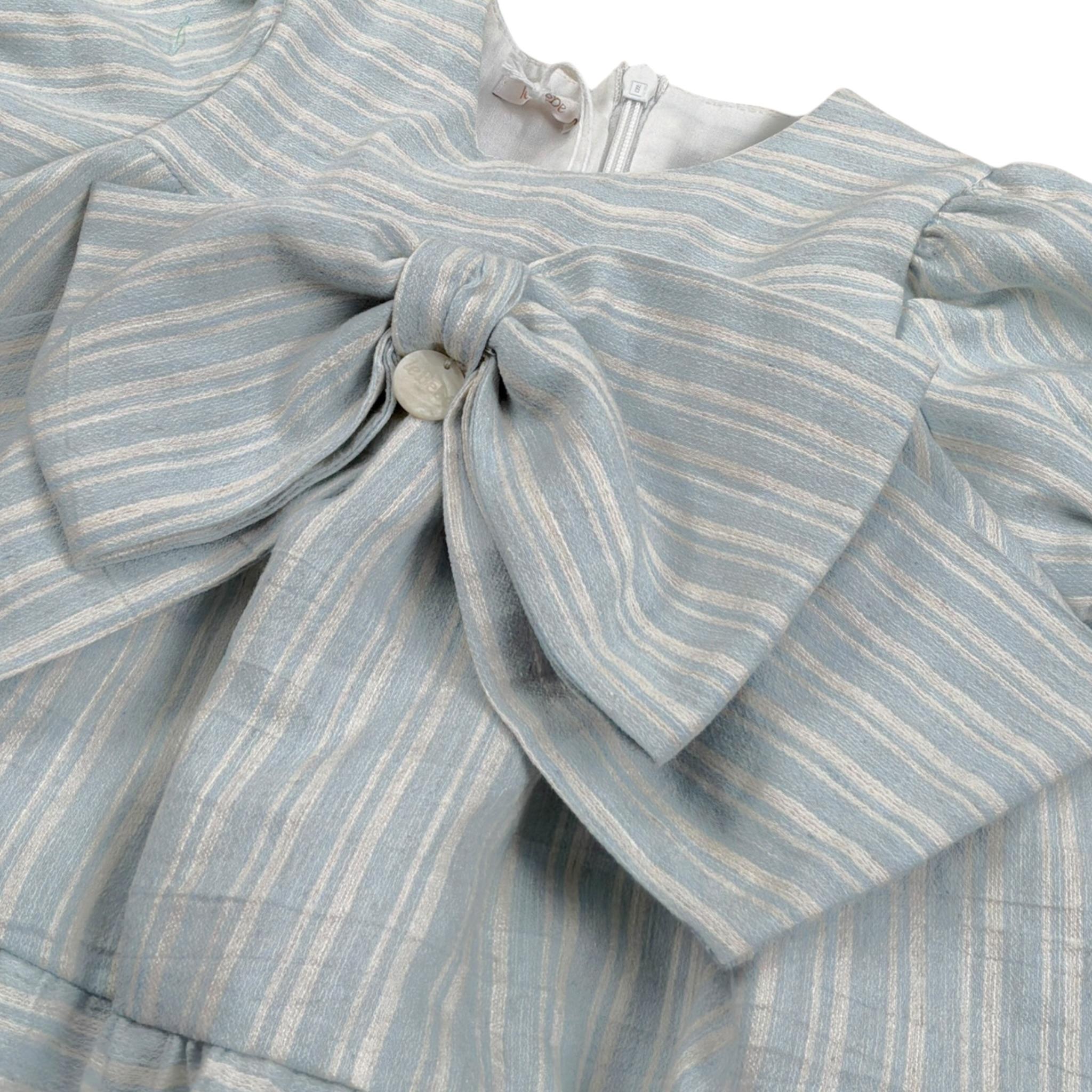 abito tinta unita con fantasia a righe LBG6320 AZZURRO LE BEBE' 