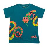 Losan T-Shirt Girocollo Tinta Unita con Stampa In Contrasto Petrolio per Bambino