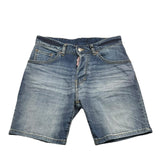 Dsquared2 Bermuda In Denim Tinta Unita Con Tasche Blu Per Bambino