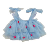 Miss Grant Top Giromanica Tinta Unita In Tulle con Applicazioni per Bambina MG1295J AZZURRO MISS GRANT 