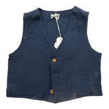 Lalalu' Gilet Tinta Unita Con Bottoni Blu Per Bambino