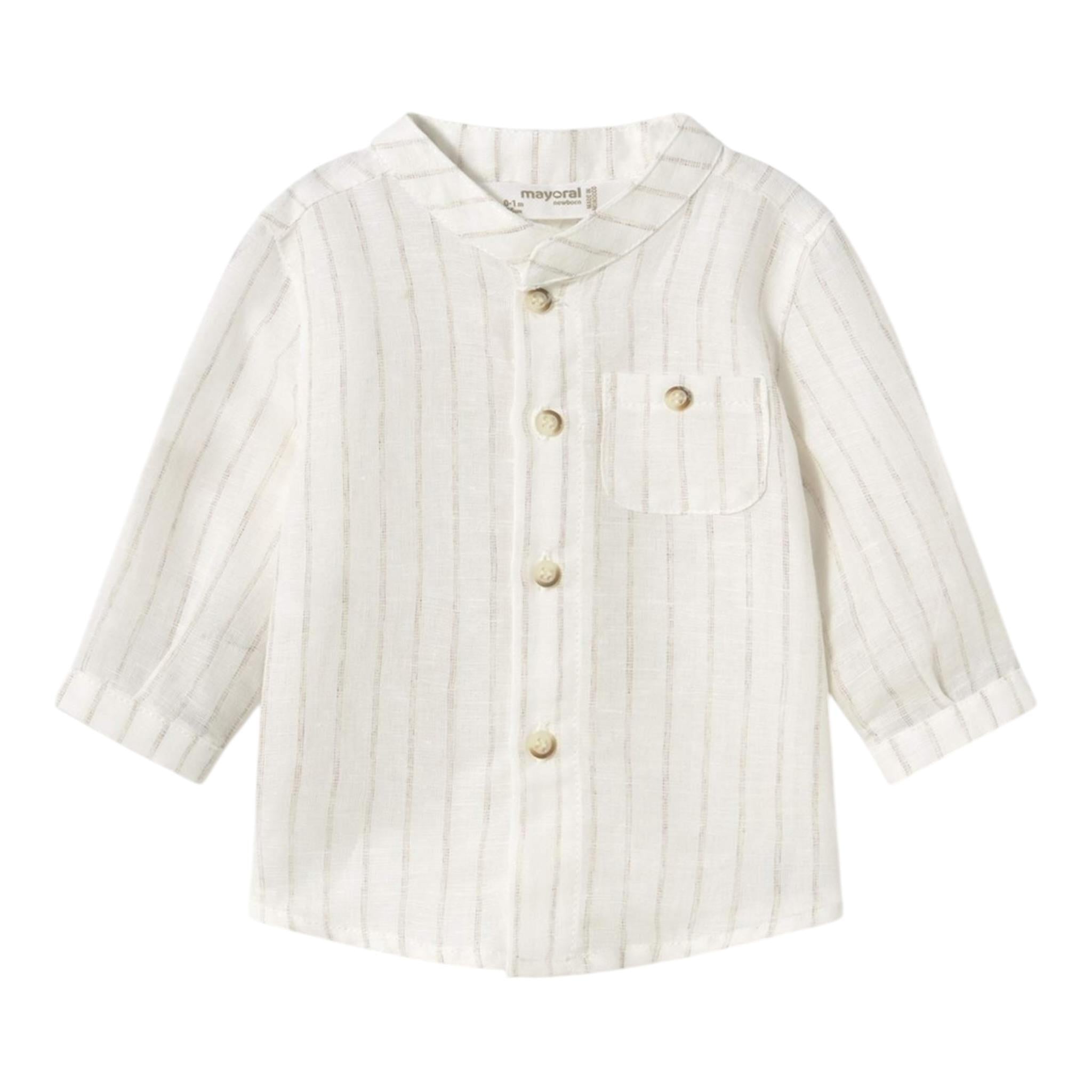 Mayoral Camicia tinta unita con Fantasia A Righe Panna per Neonato 11033X PANNA MAYORAL 