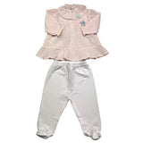 Barcellino Completo 2 Pezzi Camicia-Ghettina Bicolore Bianco/Rosa Per Neonata