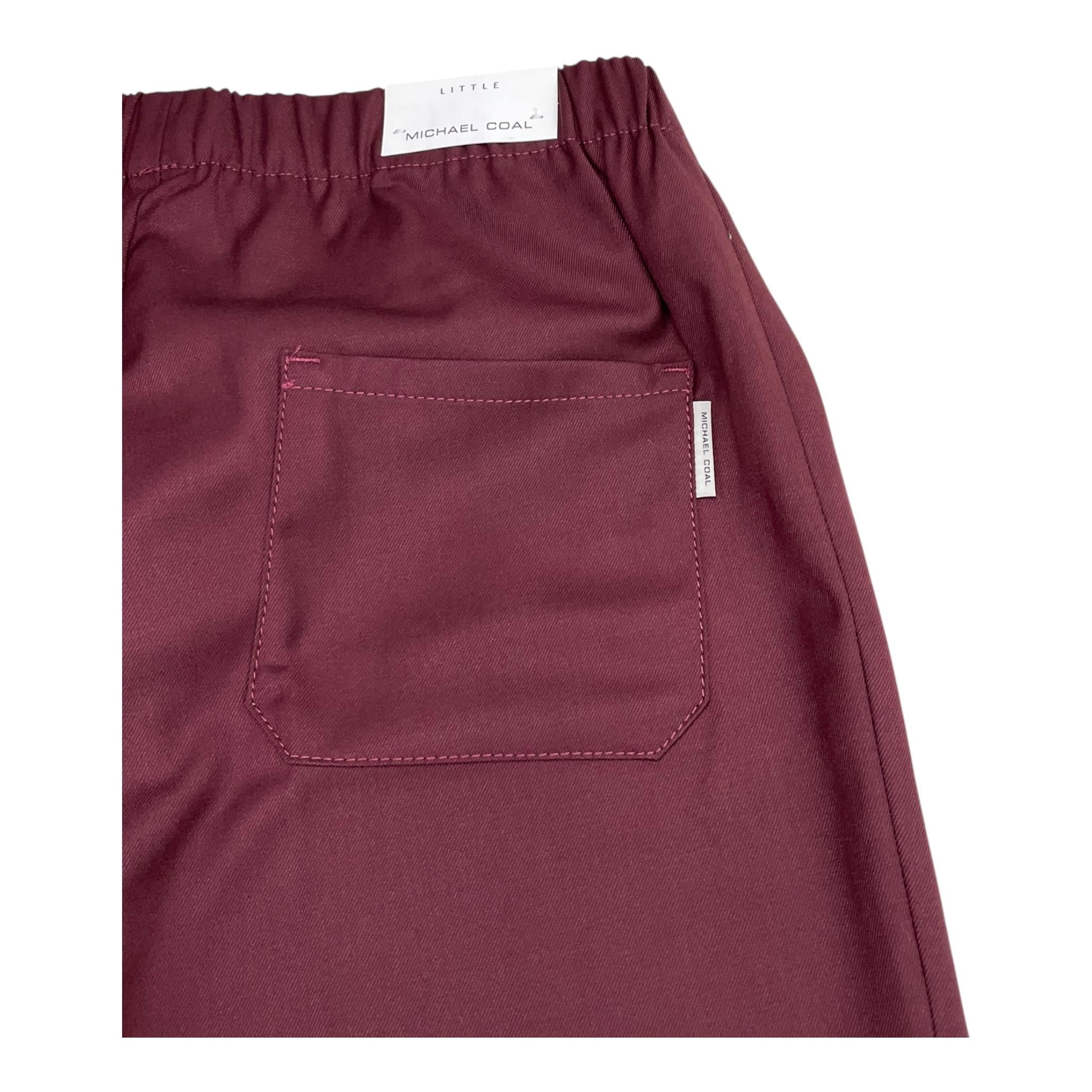 MICHAEL COAL pantalone tinta unita con elastico in vita Bordeaux per Bambino YOUTOM7157F24 BORDEAUX MICHAEL COAL 