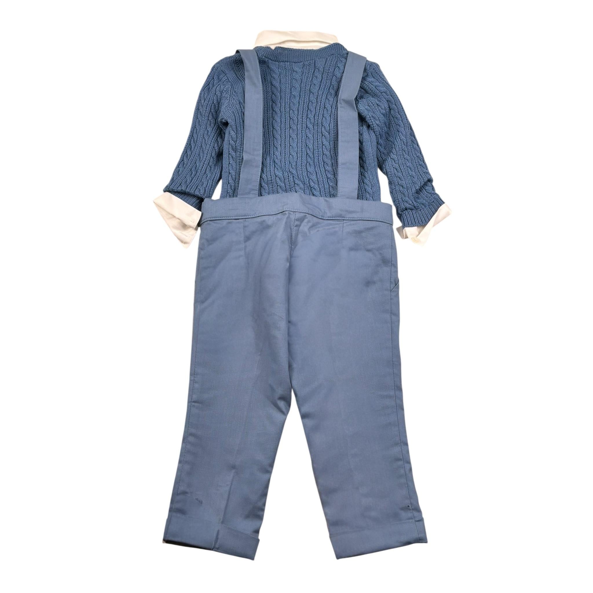 Bramante Completo 3 Pezzi Camicia-Cardigan-Pantalone per Neonato PAOLOO AZZURRO BRAMANTE 