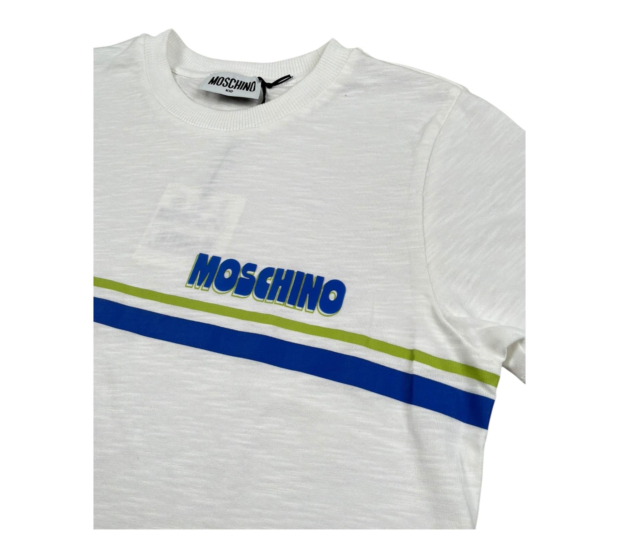 Moschino T-Shirt Girocollo Tinta Unita con Logo per Bambino HVM059 BIANCO MOSCHINO 