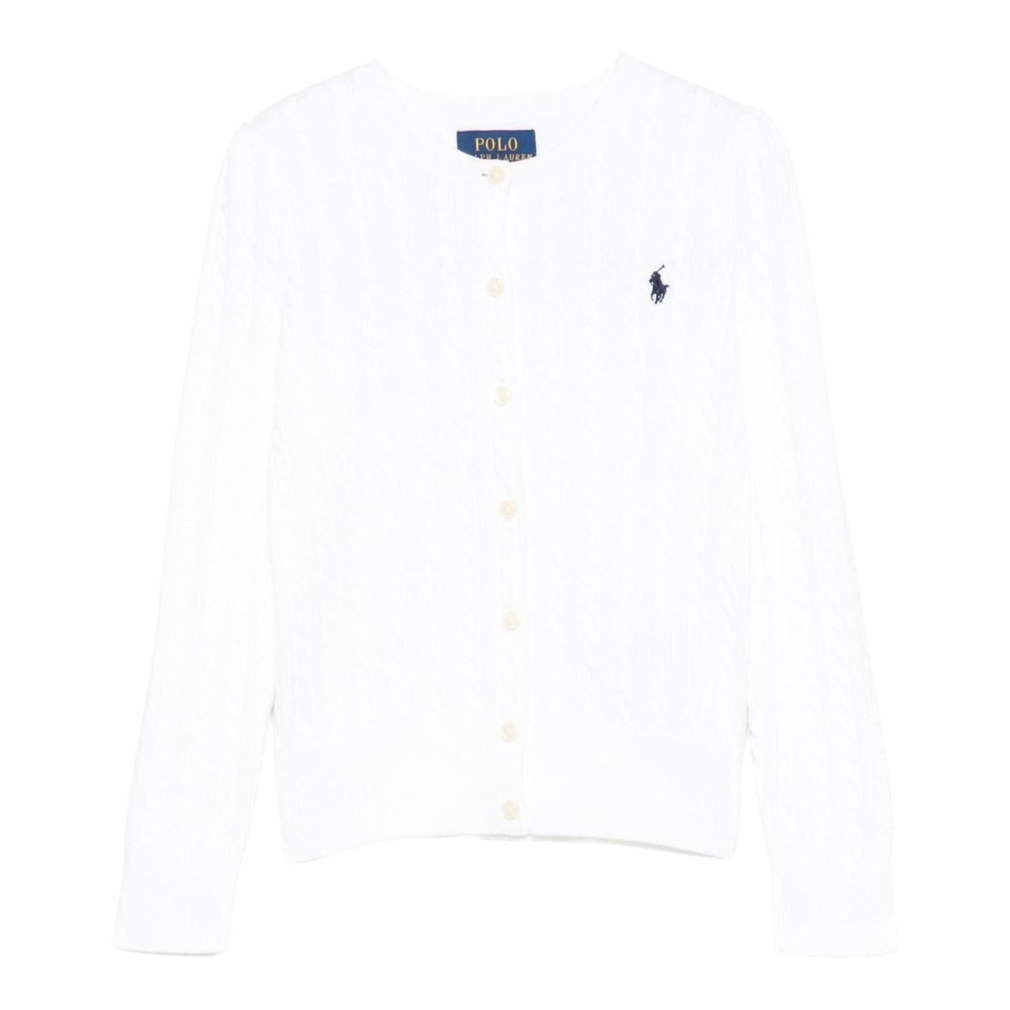 Ralph Lauren Cardigan Tinta Unita con Trecce per Bambina 312543047064 BIANCO RALPH LAUREN 