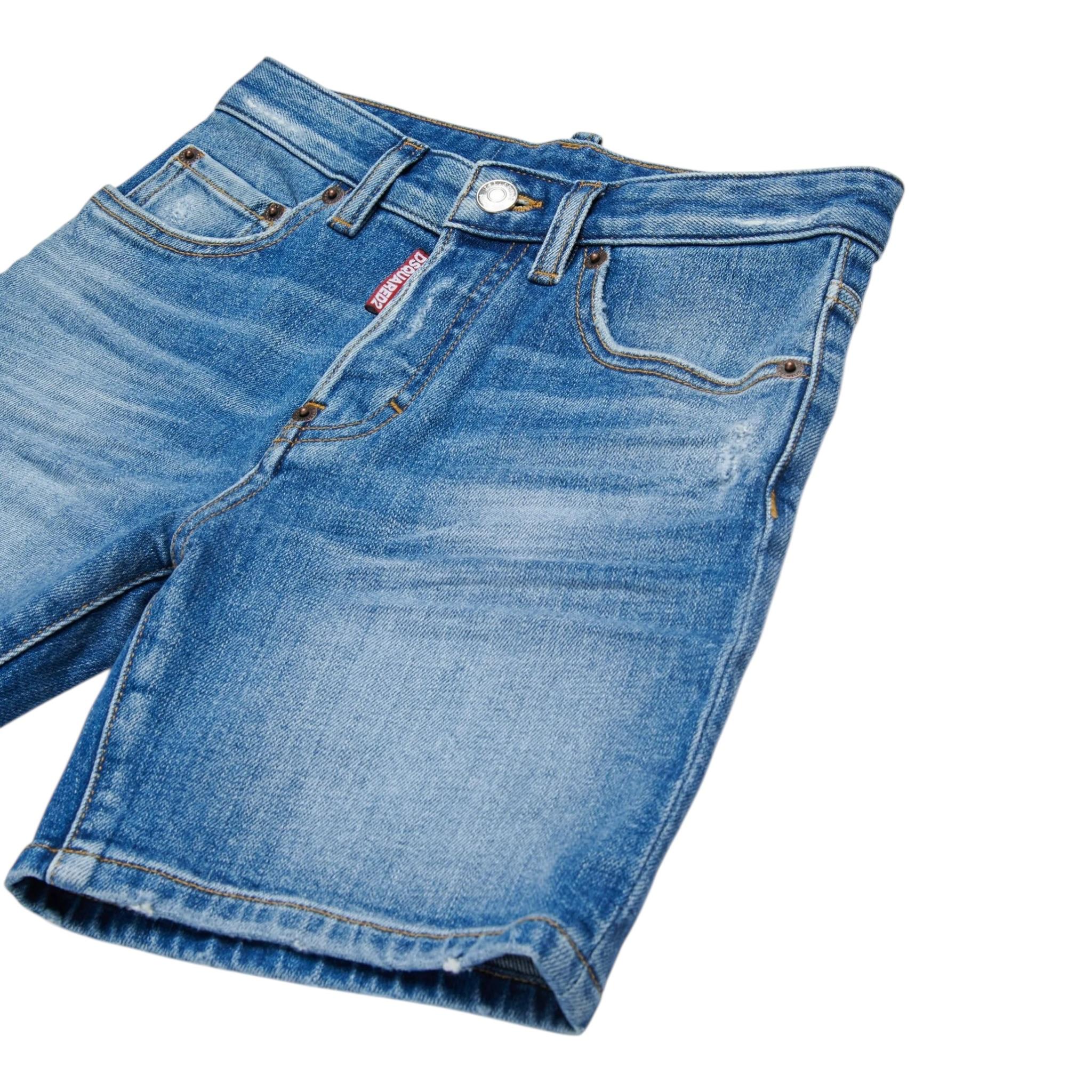 Dsquared2 Bermuda In Denim Tinta Unita per Bambino DQ2838XX AZZURRO DSQUARED2 