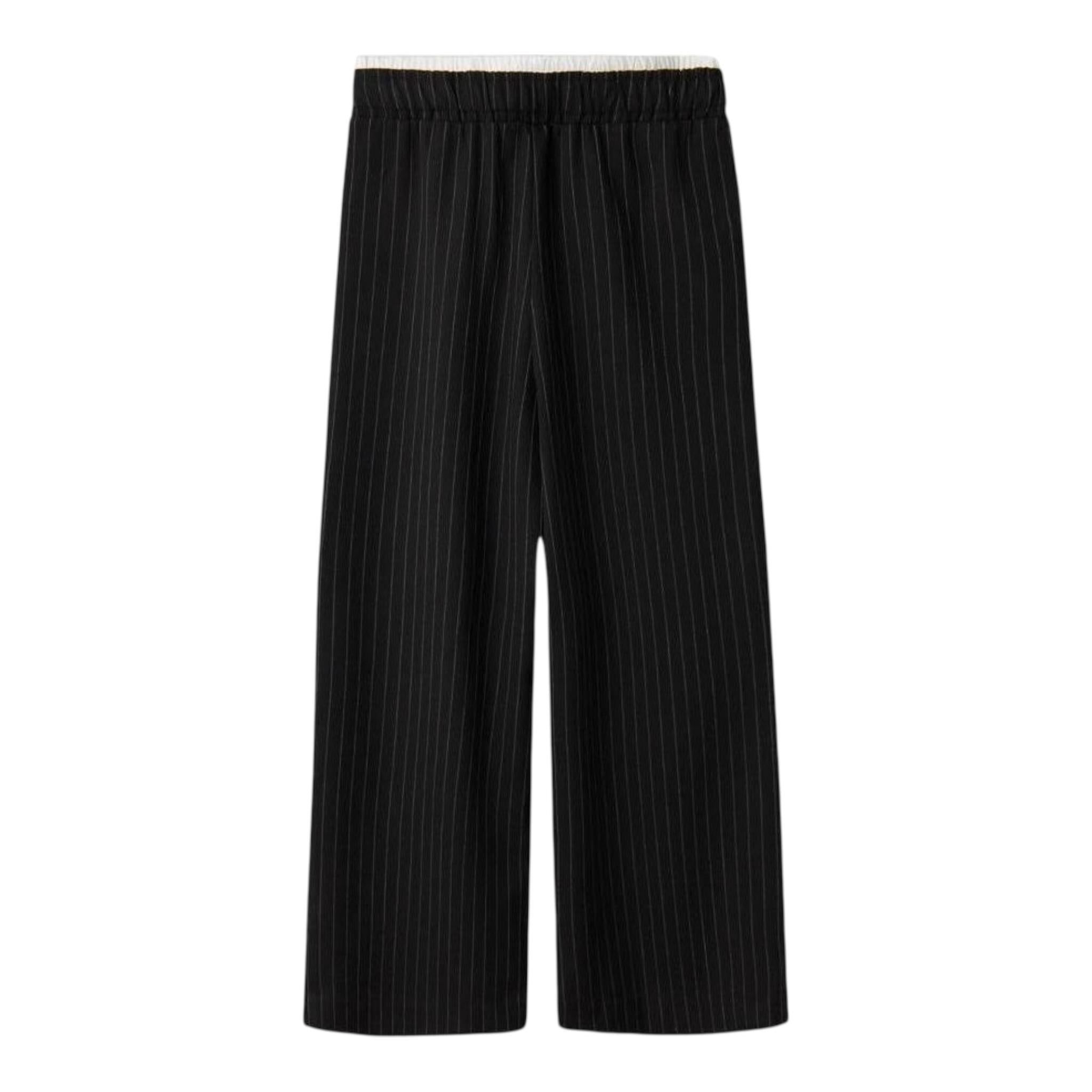 Name It Pantalone tinta unita con Elastico In Vita E Fantasia A Righe Nero per Bambina 13240352 NERO NAME IT 