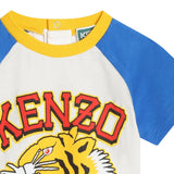 Kenzo T-Shirt Tricolore con Stampa Bianco per Neonato K60156 BIANCO KENZO 